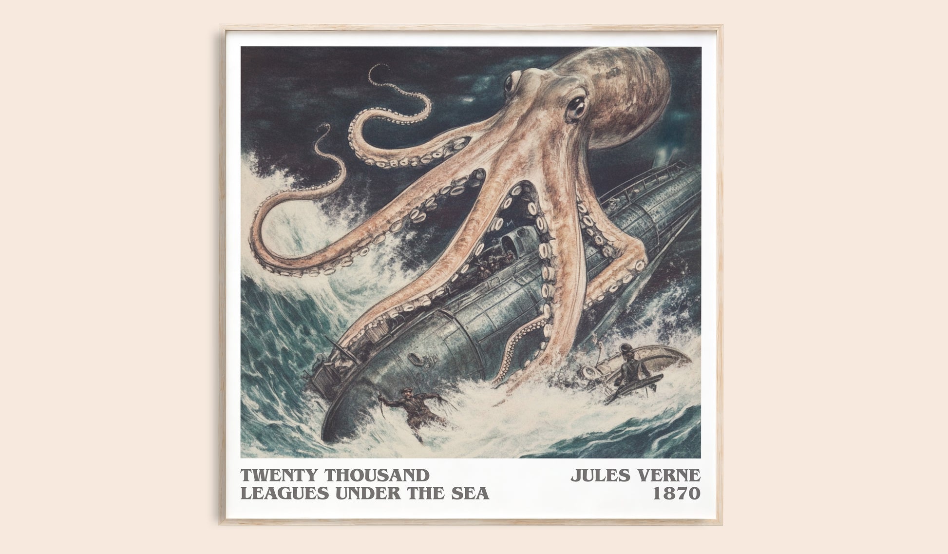 Twenty Thousand Leagues Under the Sea literary book poster by Jules Verne – framed literary art print