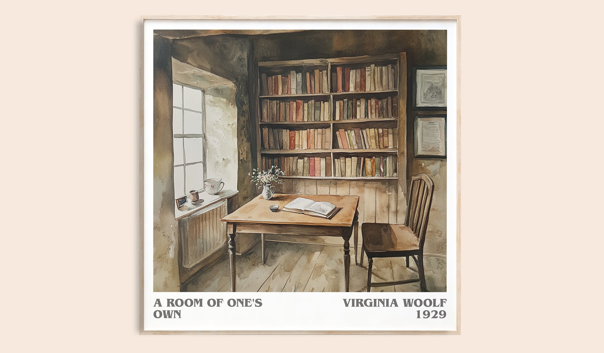 A Room Of One's Own literary book poster by Virginia Woolf – framed literary art print