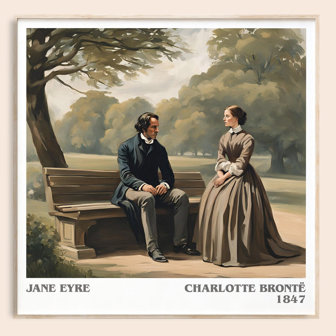 Jane Eyre literary book poster by Charlotte Brontë – framed literary art print