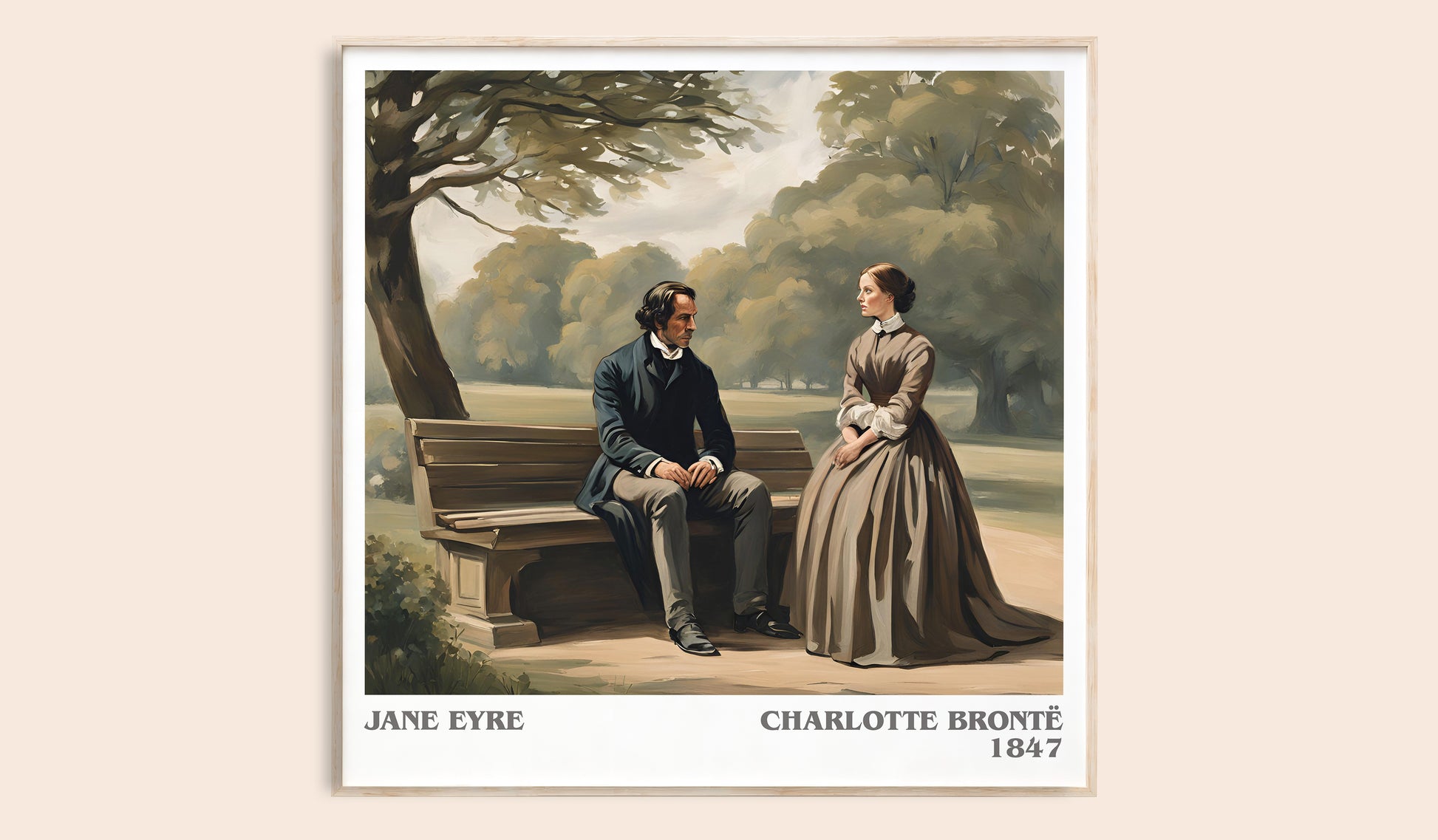 Jane Eyre literary book poster by Charlotte Brontë – framed literary art print