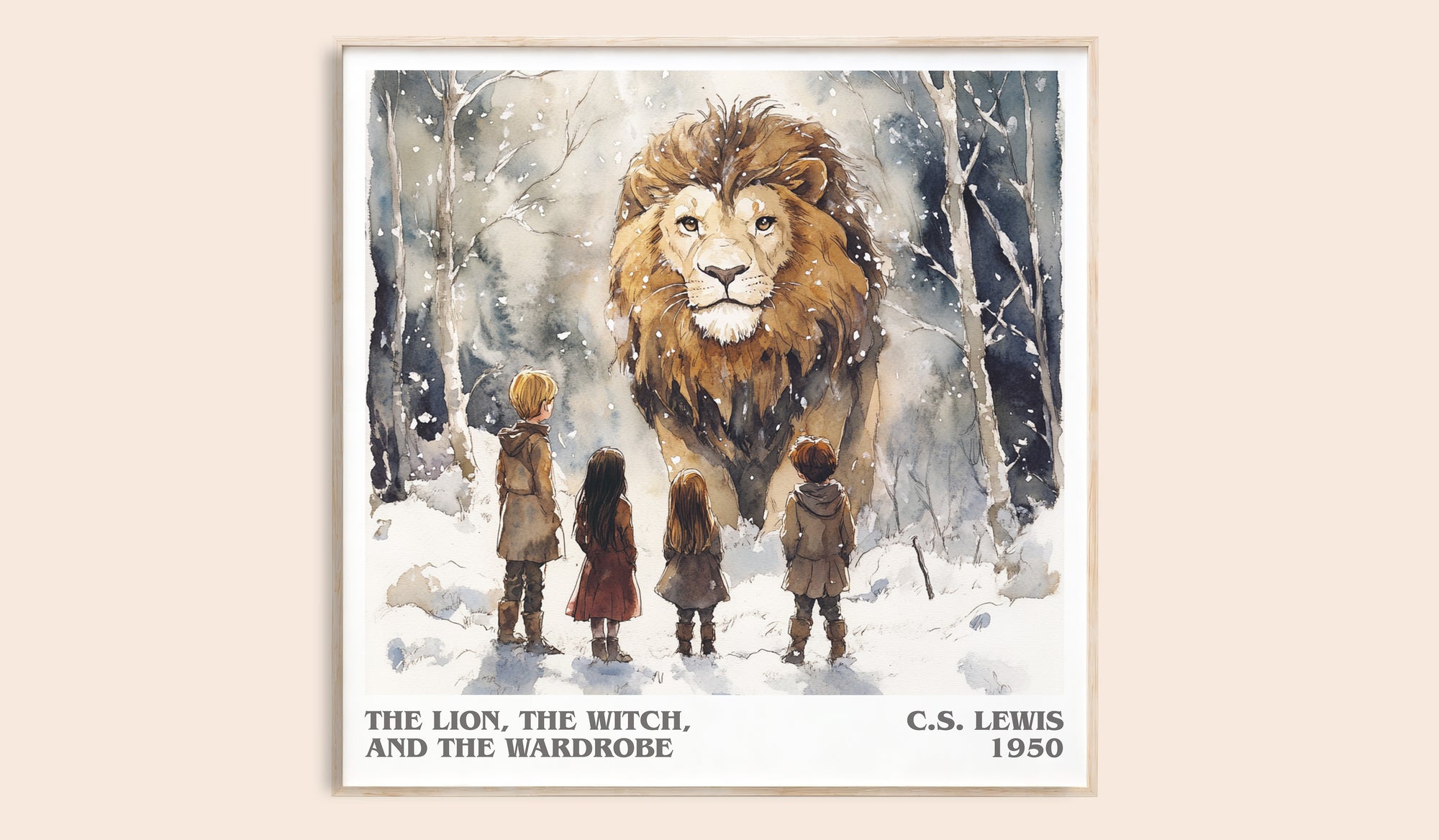 The Lion, the Witch and the Wardrobe literary book poster by C. S. Lewis – framed literary art print