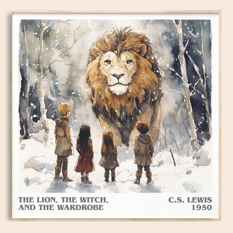 The Lion, the Witch and the Wardrobe literary book poster by C. S. Lewis – framed literary art print