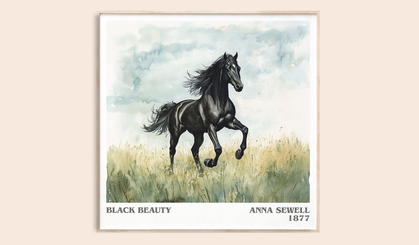 Black Beauty literary book poster by Anna Sewell – framed literary art print