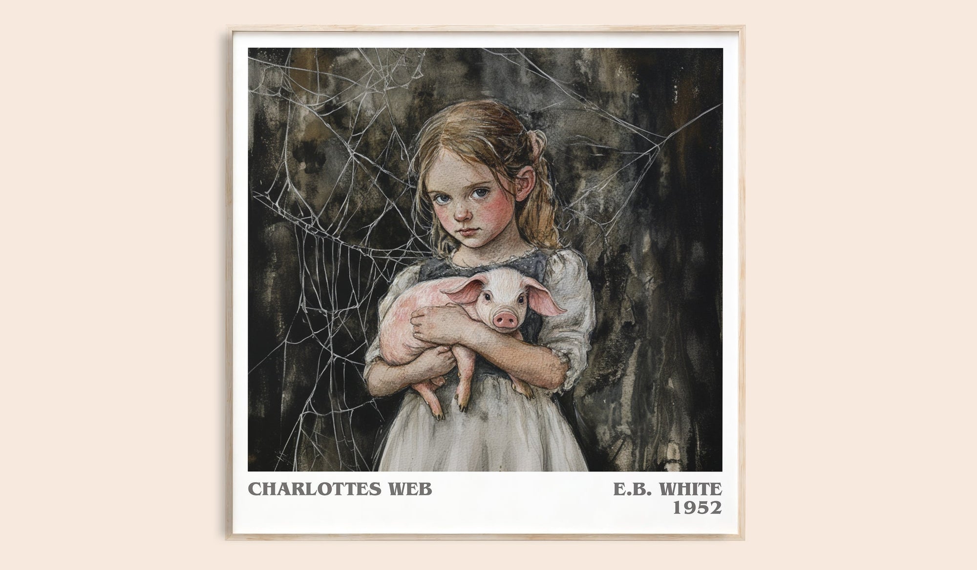 Charlotte's Web literary book poster by E B White – framed literary art print