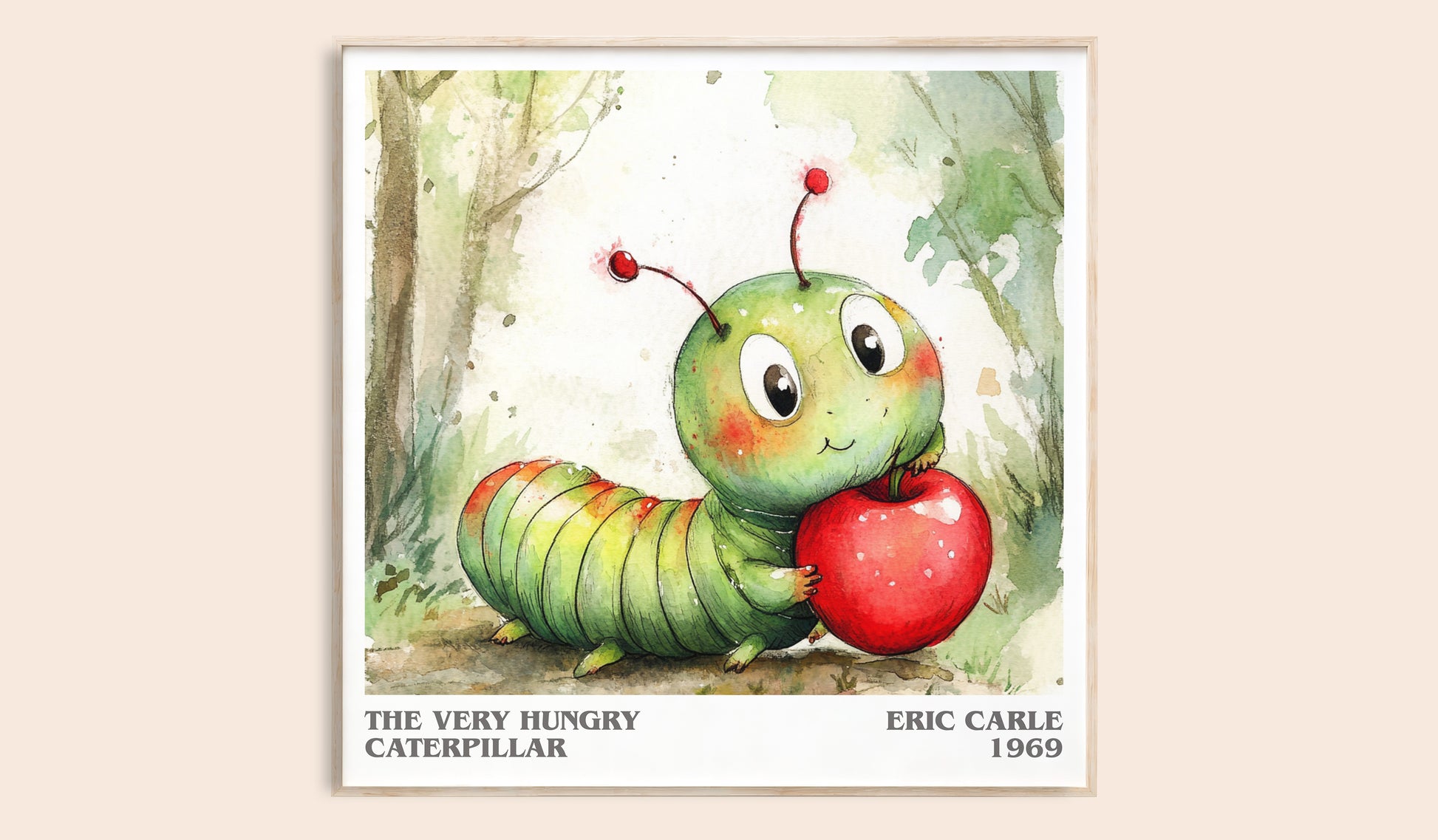 The Very Hungry Caterpillar literary book poster by Eric Carle – framed literary art print