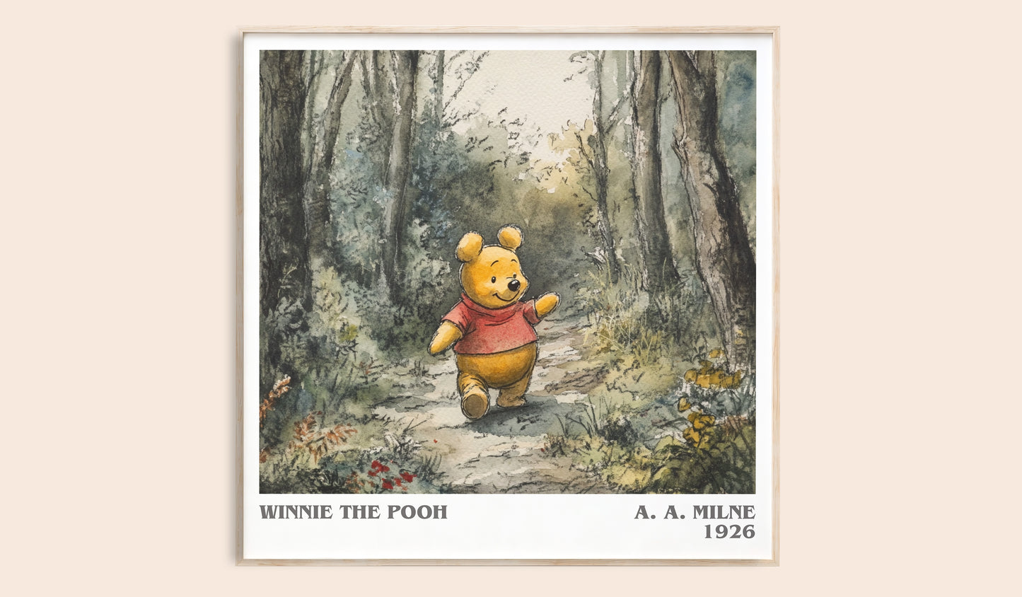 Winnie the Pooh literary book poster by A. A. Milne – framed literary art print