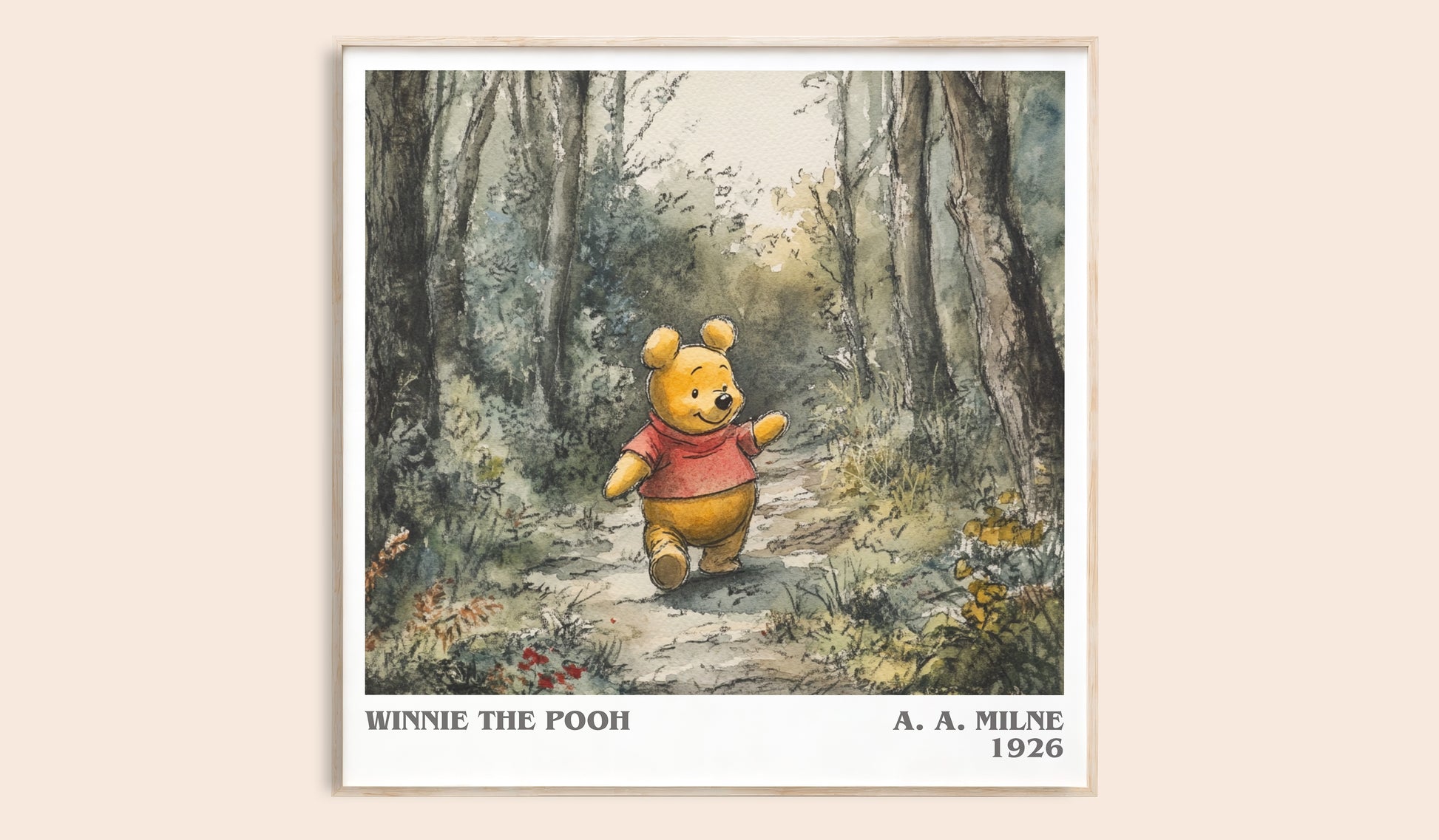 Winnie the Pooh literary book poster by A. A. Milne – framed literary art print