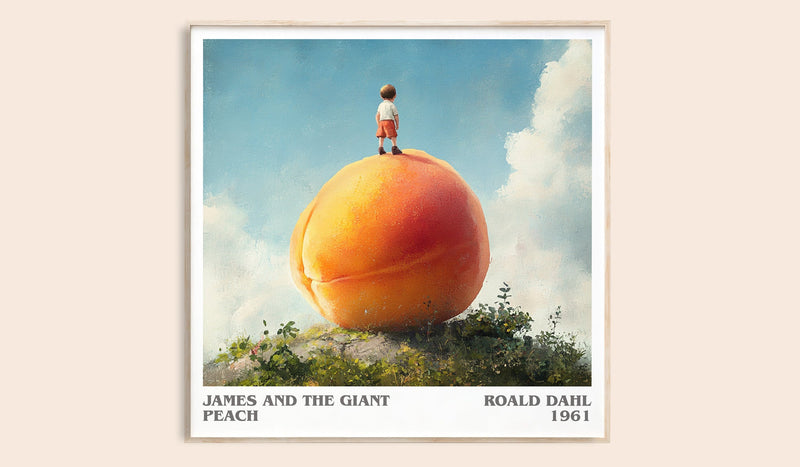 James and the Giant Peach literary book poster by Roald Dahl – framed literary art print