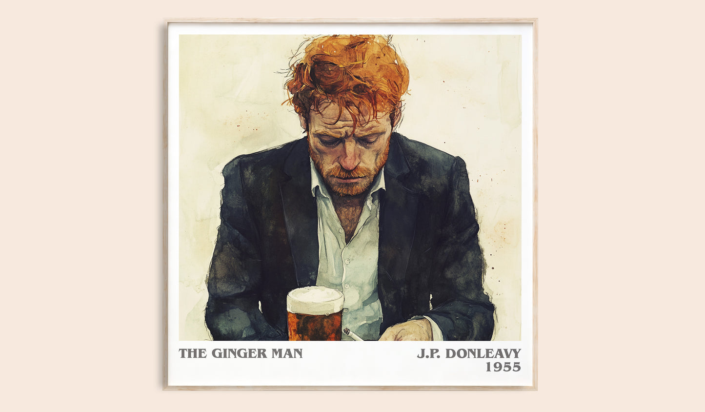 The Ginger Man literary book poster by J.P. Donleavy – framed literary art print