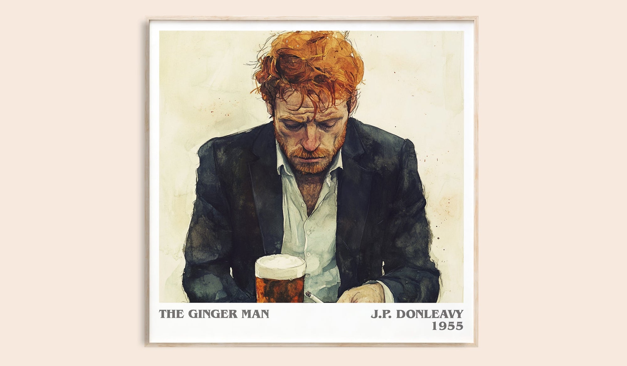 The Ginger Man literary book poster by J.P. Donleavy – framed literary art print