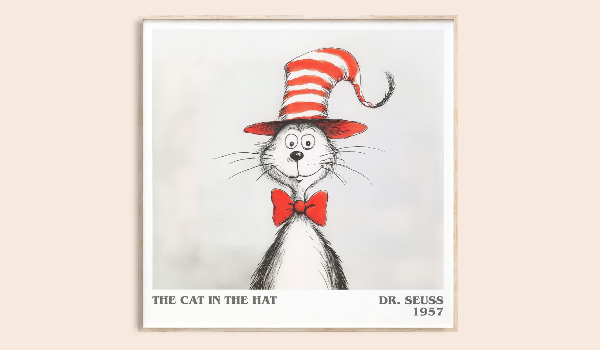 The Cat in the Hat literary book poster by Dr. Seuss – framed literary art print