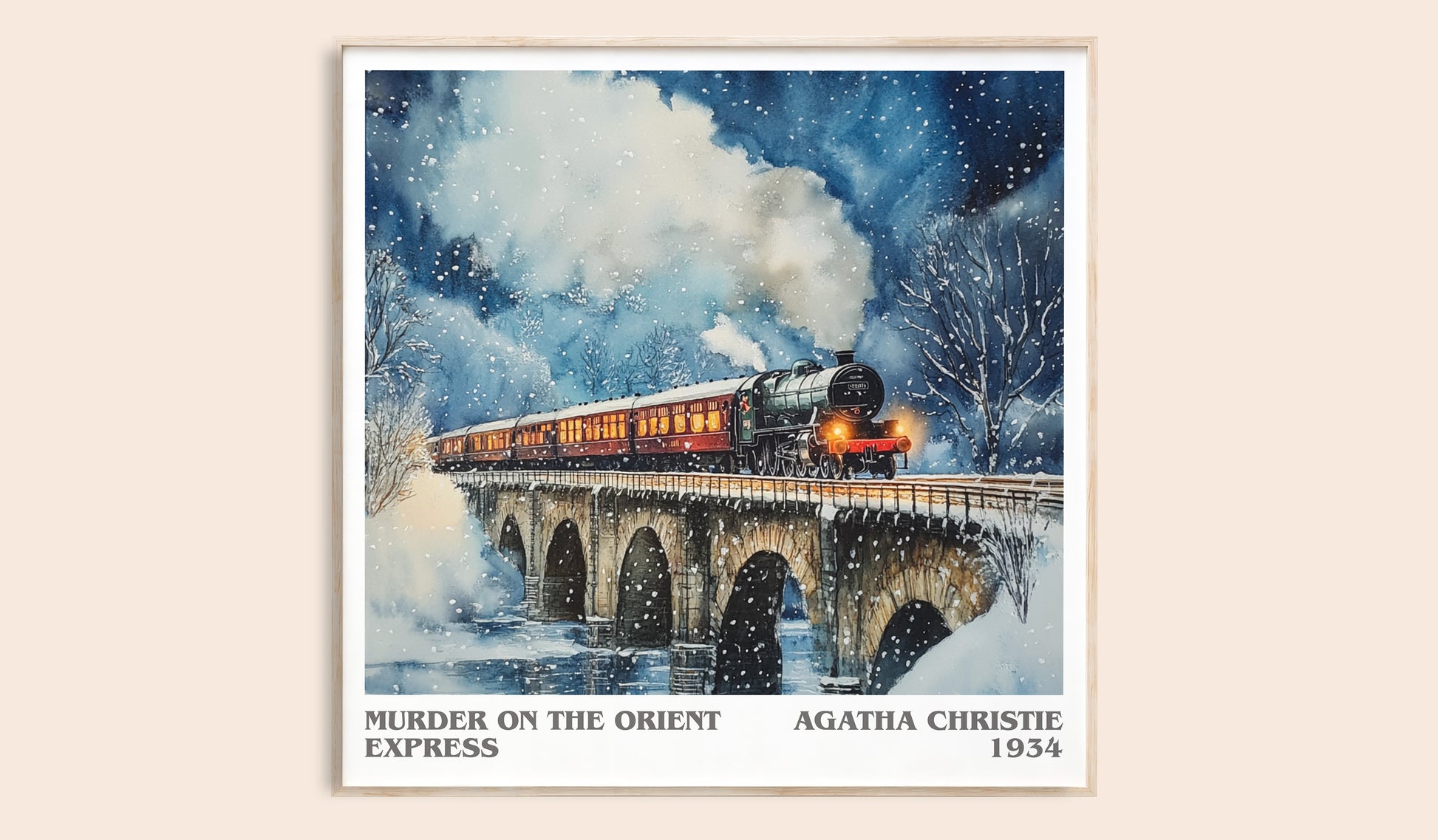 Murder On The Orient Express literary book poster by Agatha Christie – framed literary art print