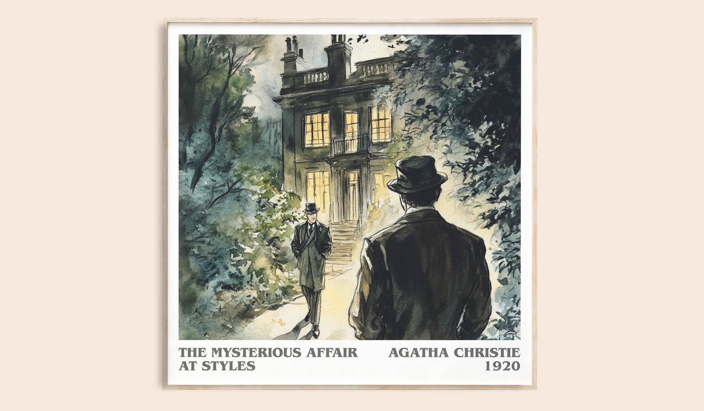 The Mysterious Affair At Styles literary book poster by Agatha Christie – framed literary art print