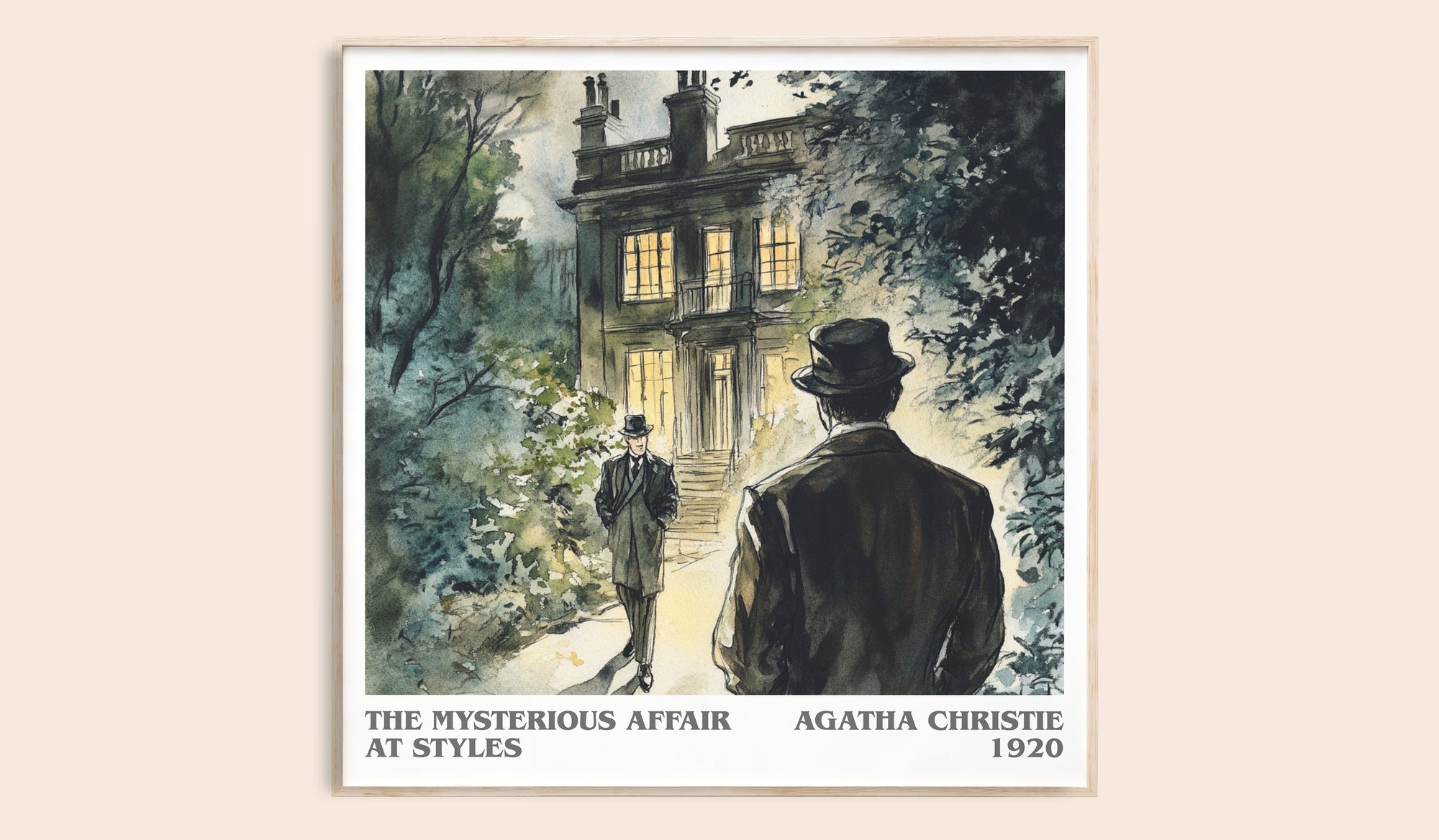 The Mysterious Affair At Styles literary book poster by Agatha Christie – framed literary art print