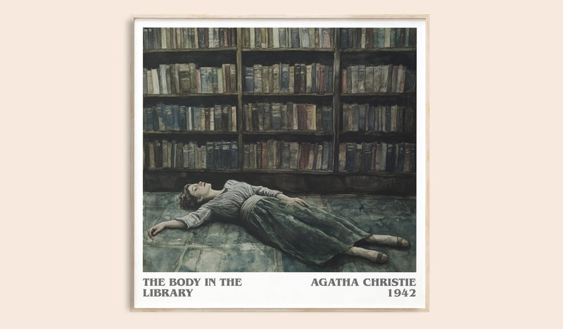 The Body in the Library literary book poster by Agatha Christie – framed literary art print