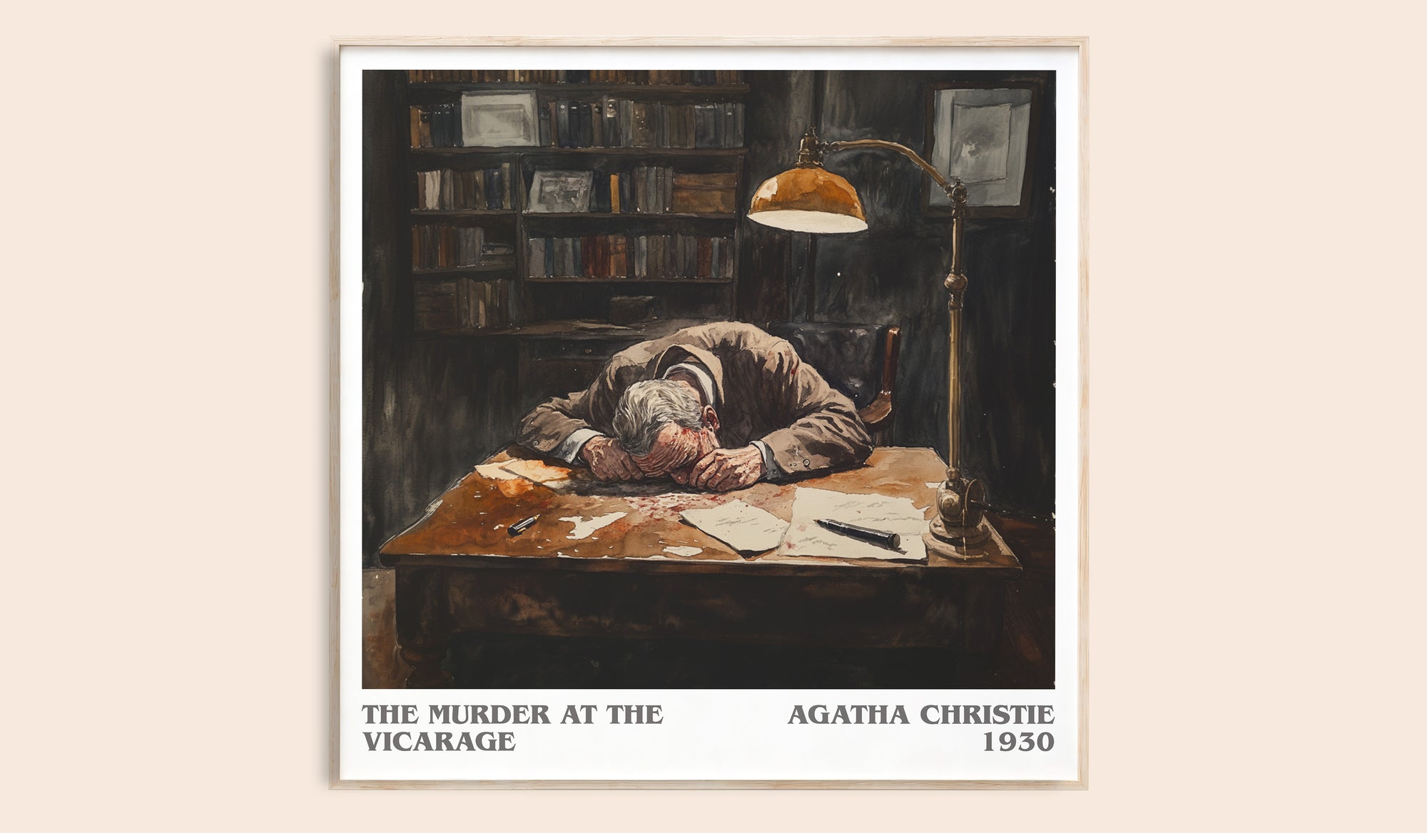 The Murder at the Vicarage literary book poster by Agatha Christie – framed literary art print