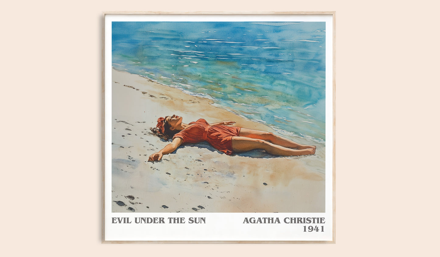 Evil Under the Sun literary book poster by Agatha Christie – framed literary art print