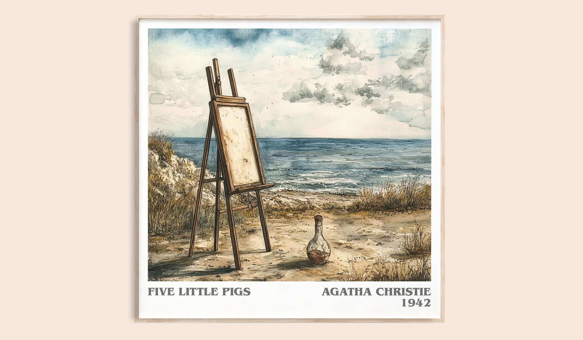 Five Little Pigs literary book poster by Agatha Christie – framed literary art print