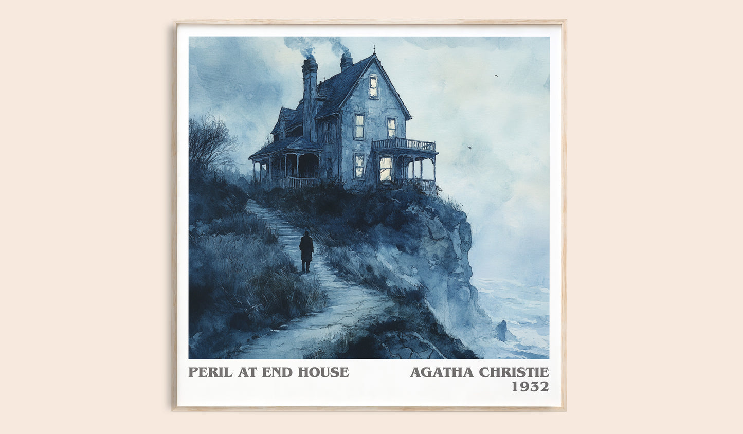 Peril at End House literary book poster by Agatha Christie – framed literary art print