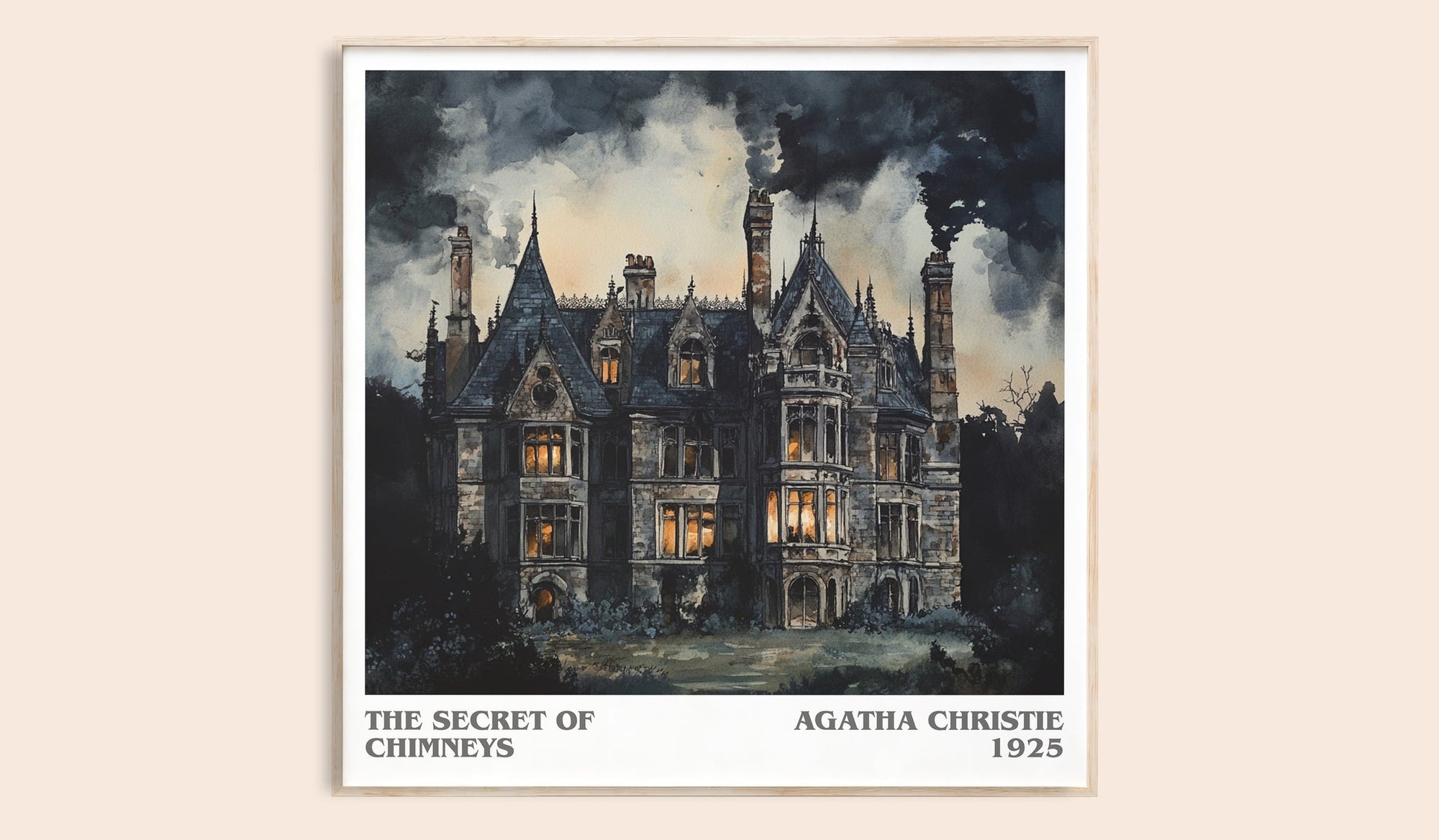 The Secret of Chimneys literary book poster by Agatha Christie – framed literary art print