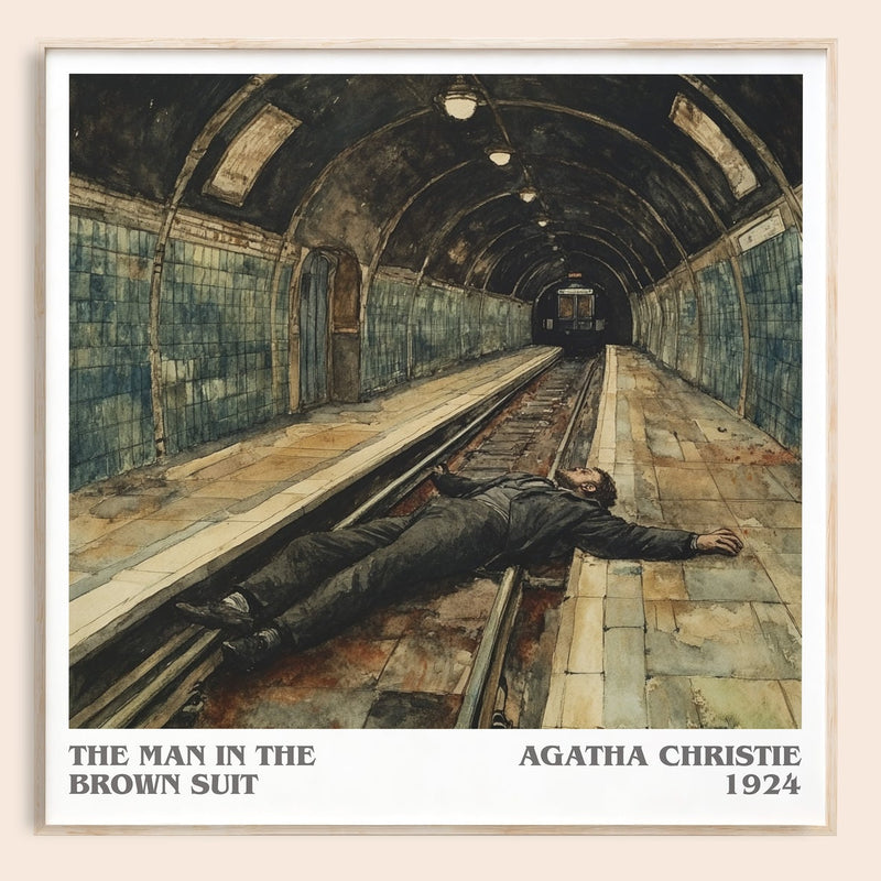 The Man in the Brown Suit literary book poster by Agatha Christie – framed literary art print