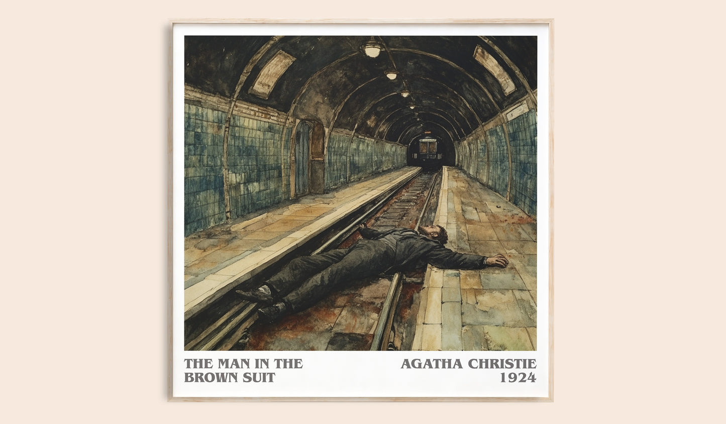 The Man in the Brown Suit literary book poster by Agatha Christie – framed literary art print