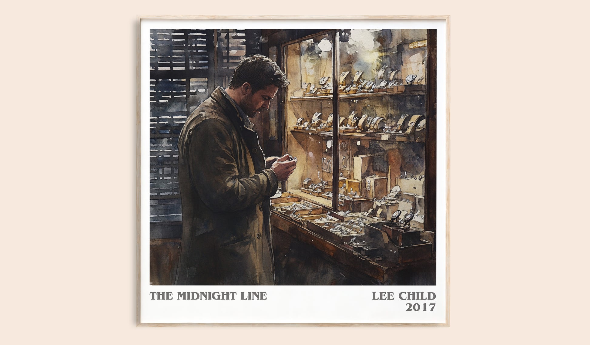 The Midnight Line literary book poster by Lee Child – framed literary art print
