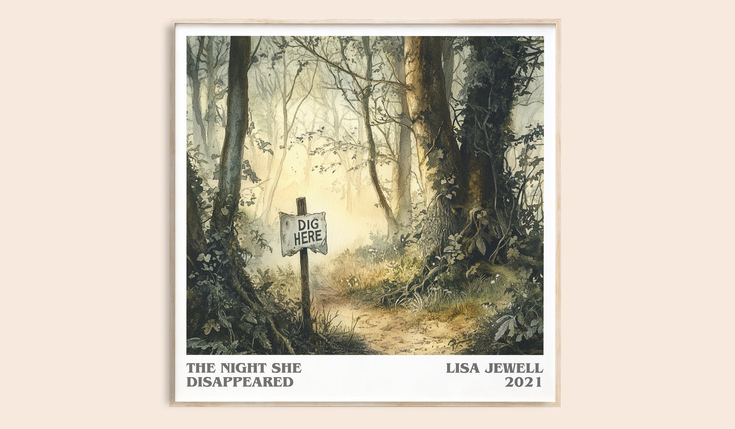 The Night She Disappeared literary book poster by Lisa Jewell – framed literary art print