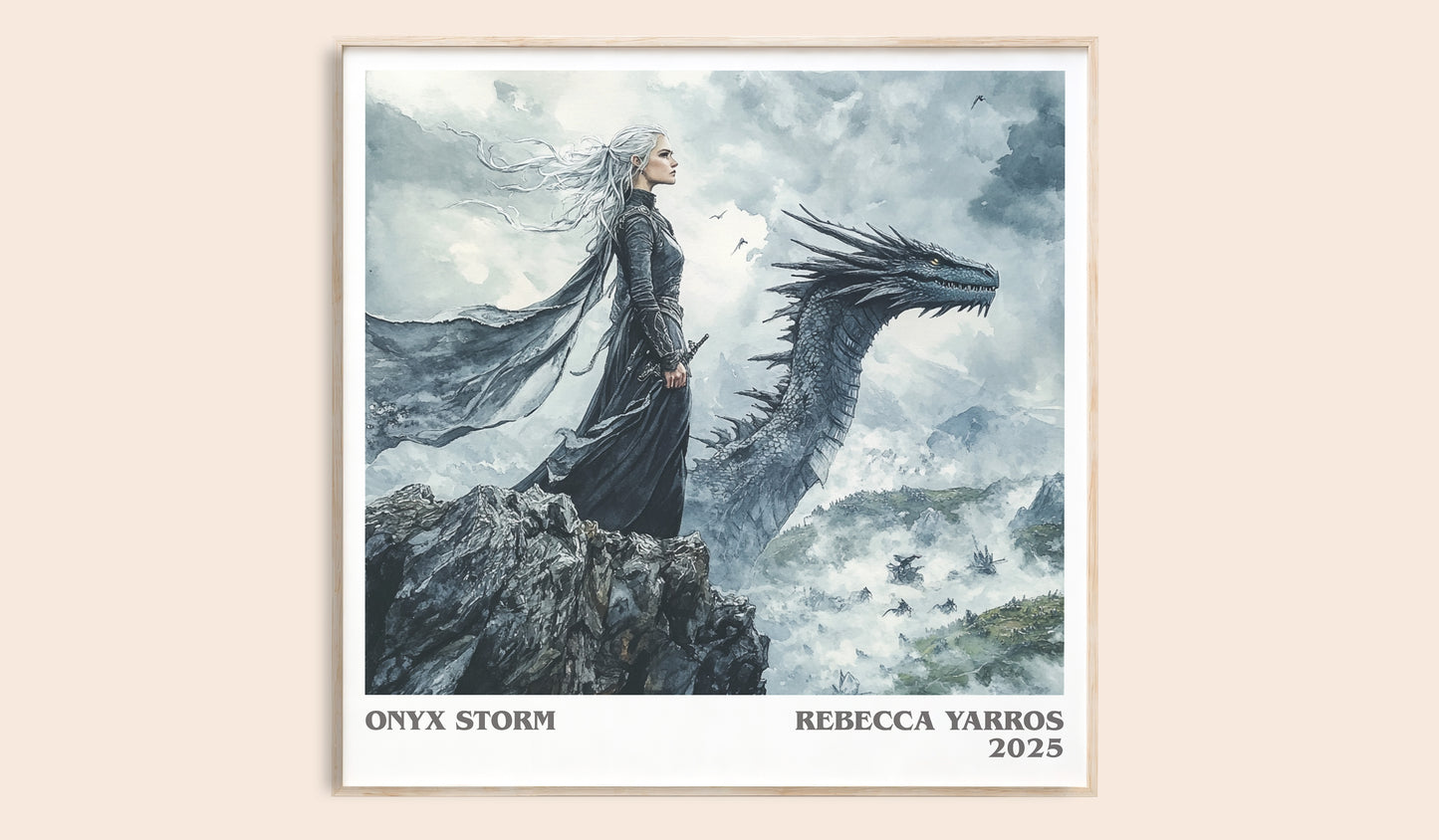 Onyx Storm literary book poster by Rebecca Yarros – framed literary art print