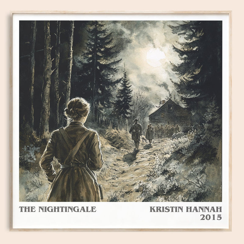 The Nightingale literary book poster by Kristin Hannah – framed literary art print