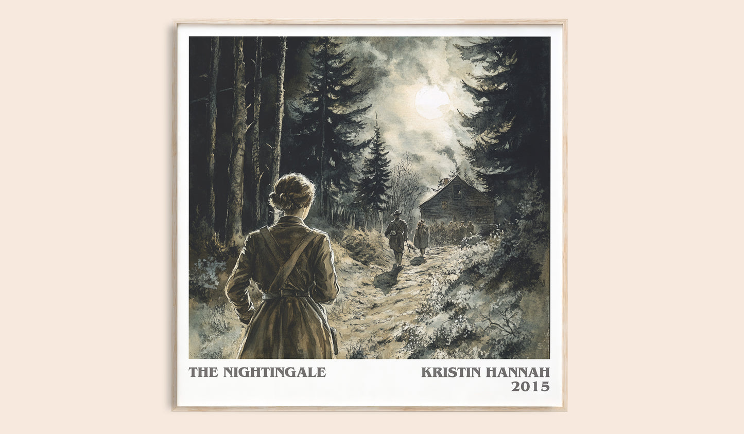 The Nightingale literary book poster by Kristin Hannah – framed literary art print