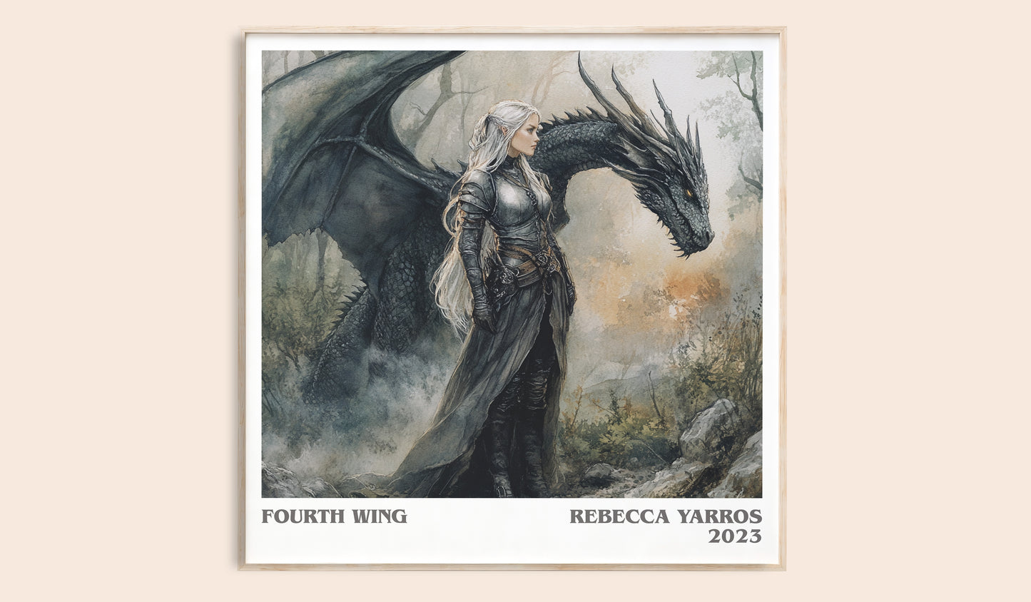 Fourth Wing literary book poster by Rebecca Yarros – framed literary art print