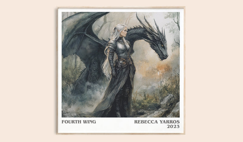 Fourth Wing literary book poster by Rebecca Yarros – framed literary art print