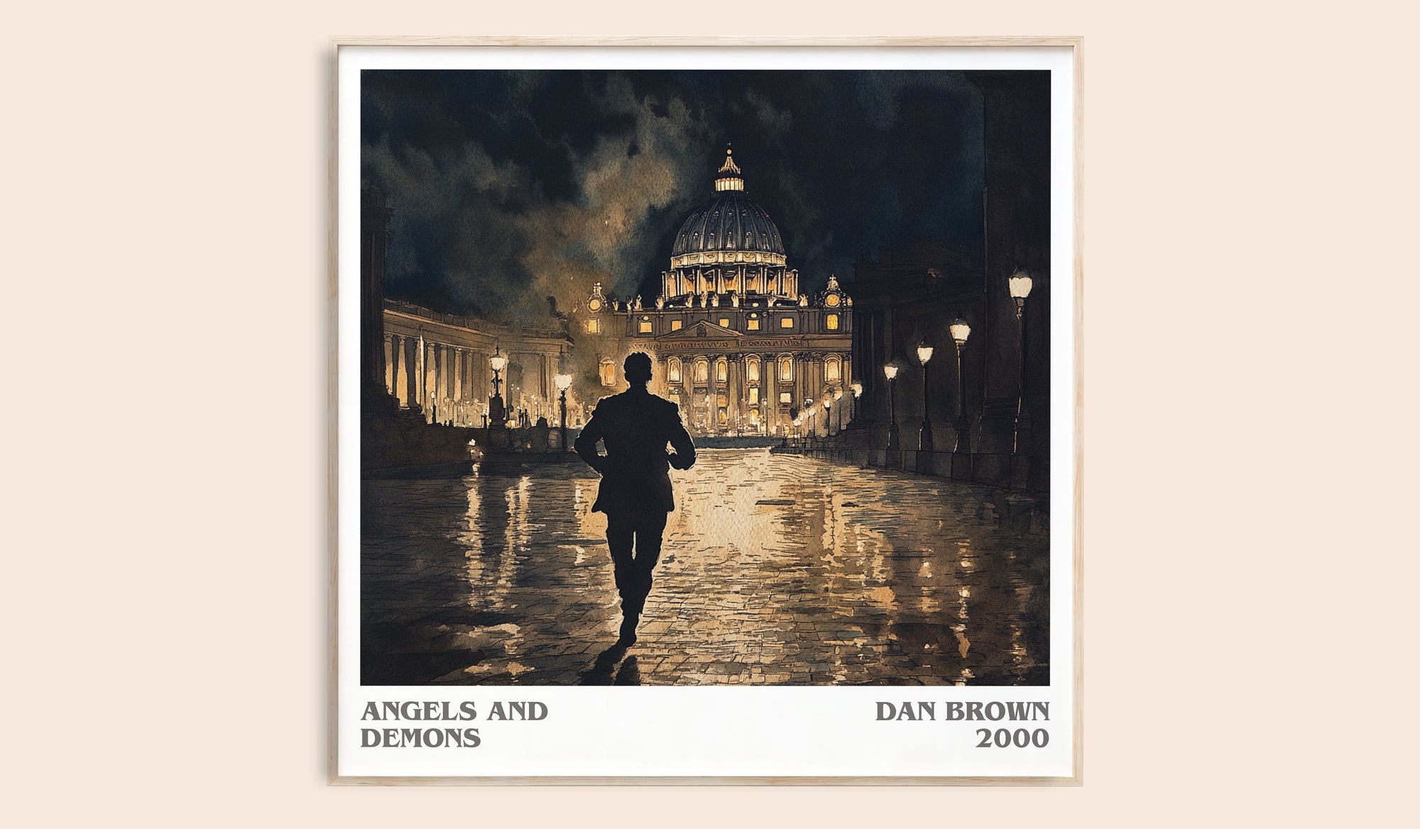 Angels And Demons literary book poster by Dan Brown – framed literary art print