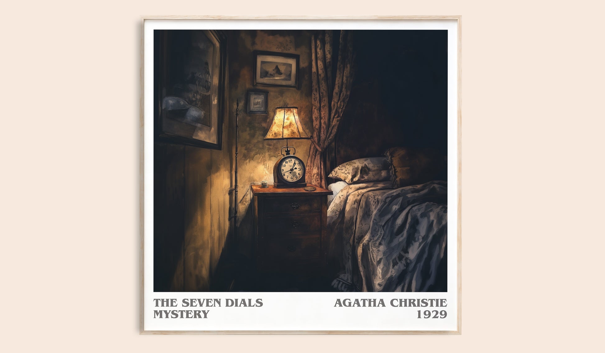The Seven Dials Mystery literary book poster by Agatha Christie – framed literary art print