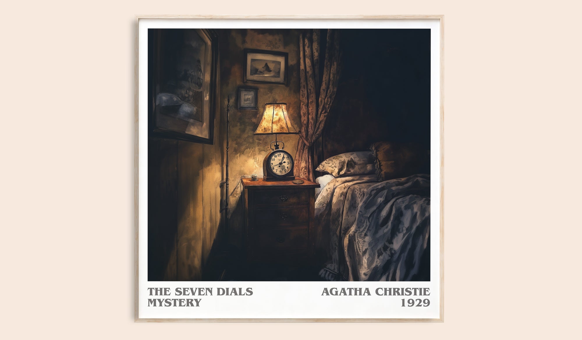 The Seven Dials Mystery literary book poster by Agatha Christie – framed literary art print