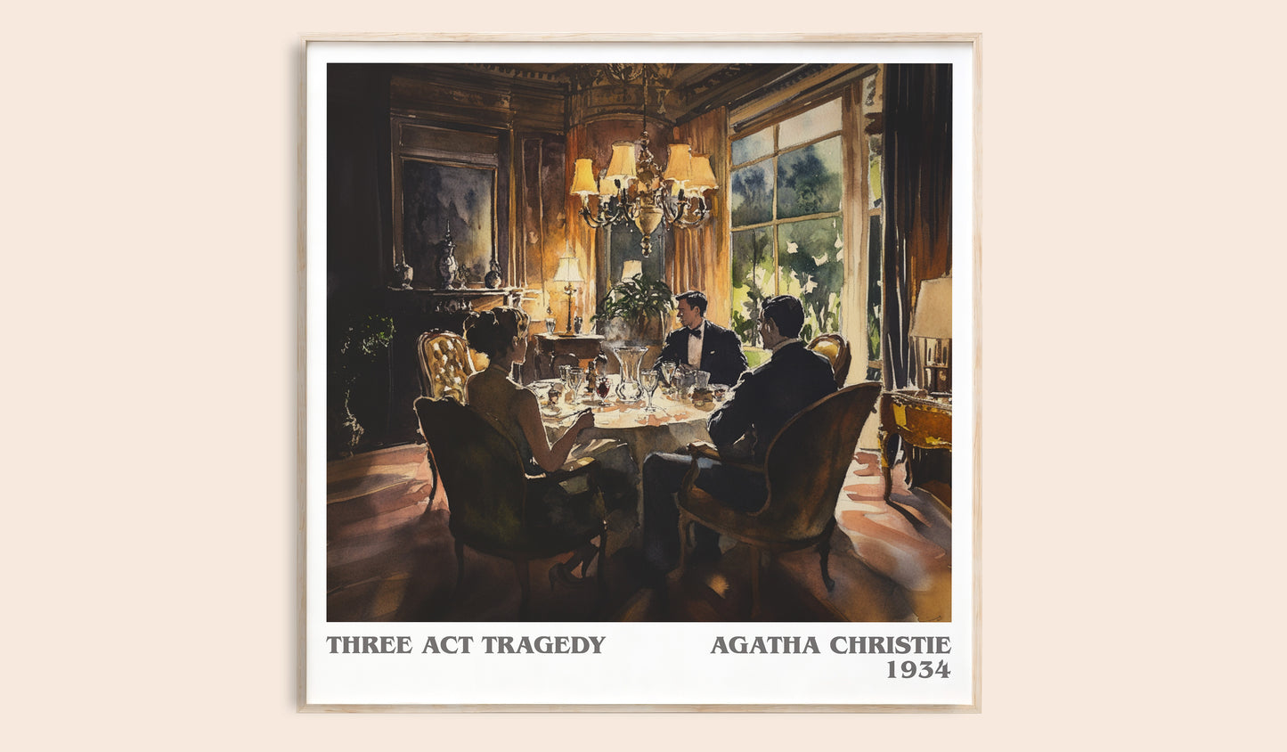 Three Act Tragedy literary book poster by Agatha Christie – framed literary art print