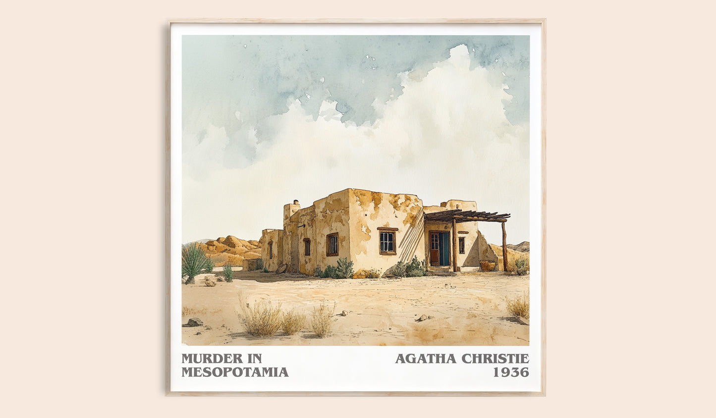 Murder in Mesopotamia literary book poster by Agatha Christie – framed literary art print