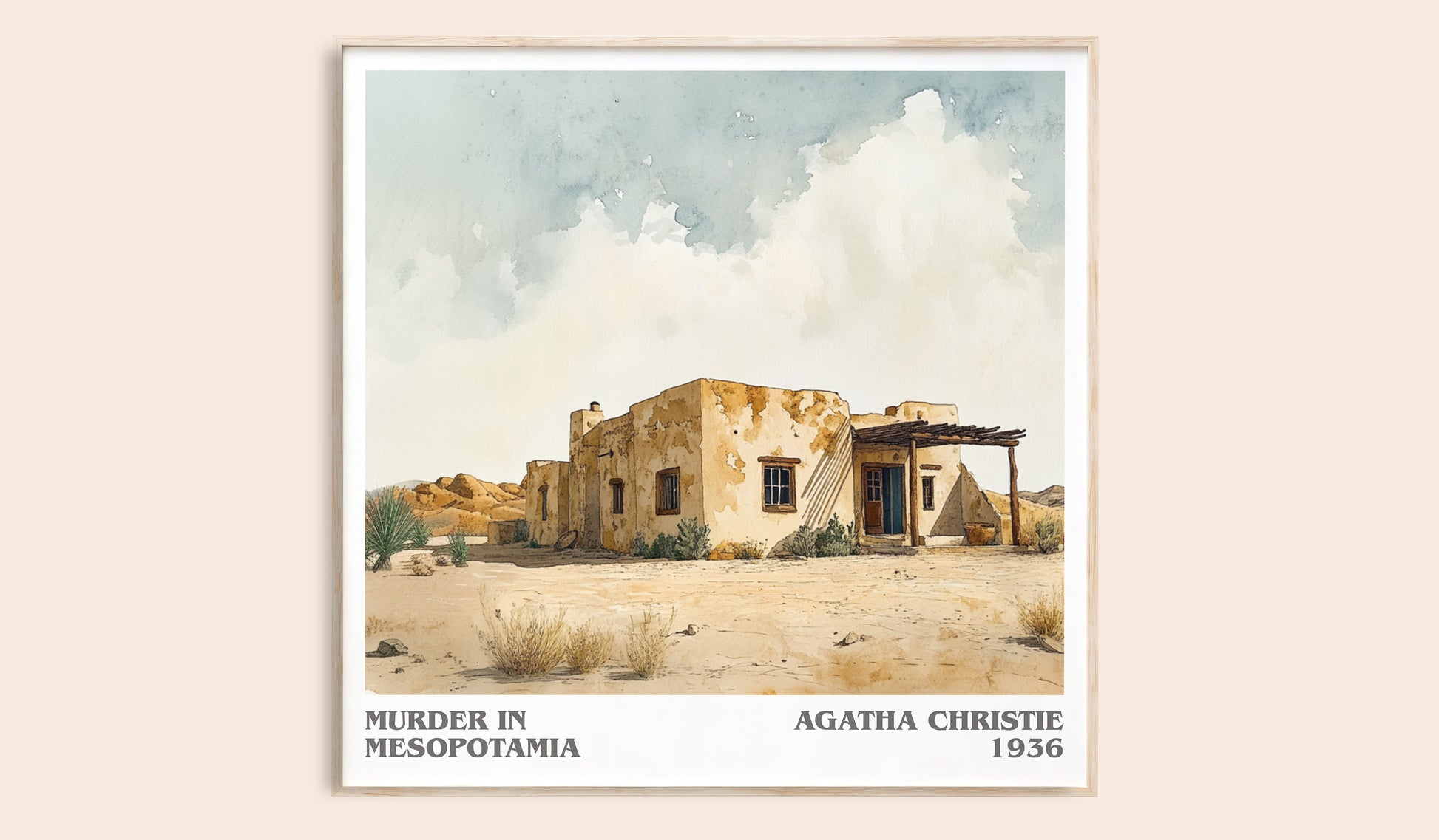 Murder in Mesopotamia literary book poster by Agatha Christie – framed literary art print
