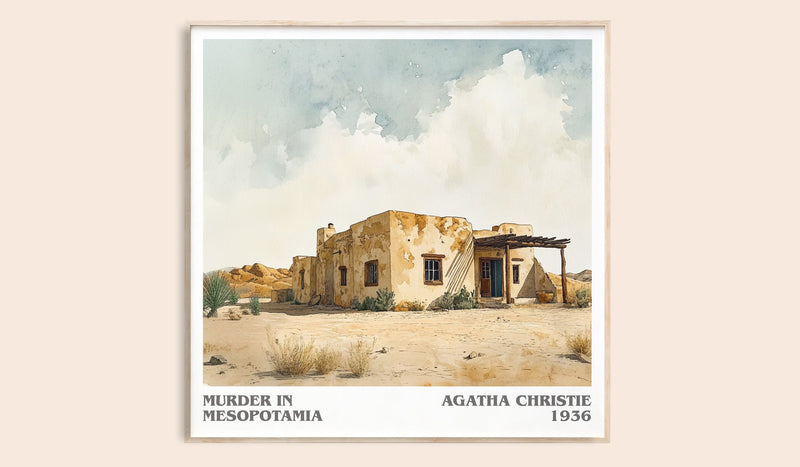 Murder in Mesopotamia literary book poster by Agatha Christie – framed literary art print