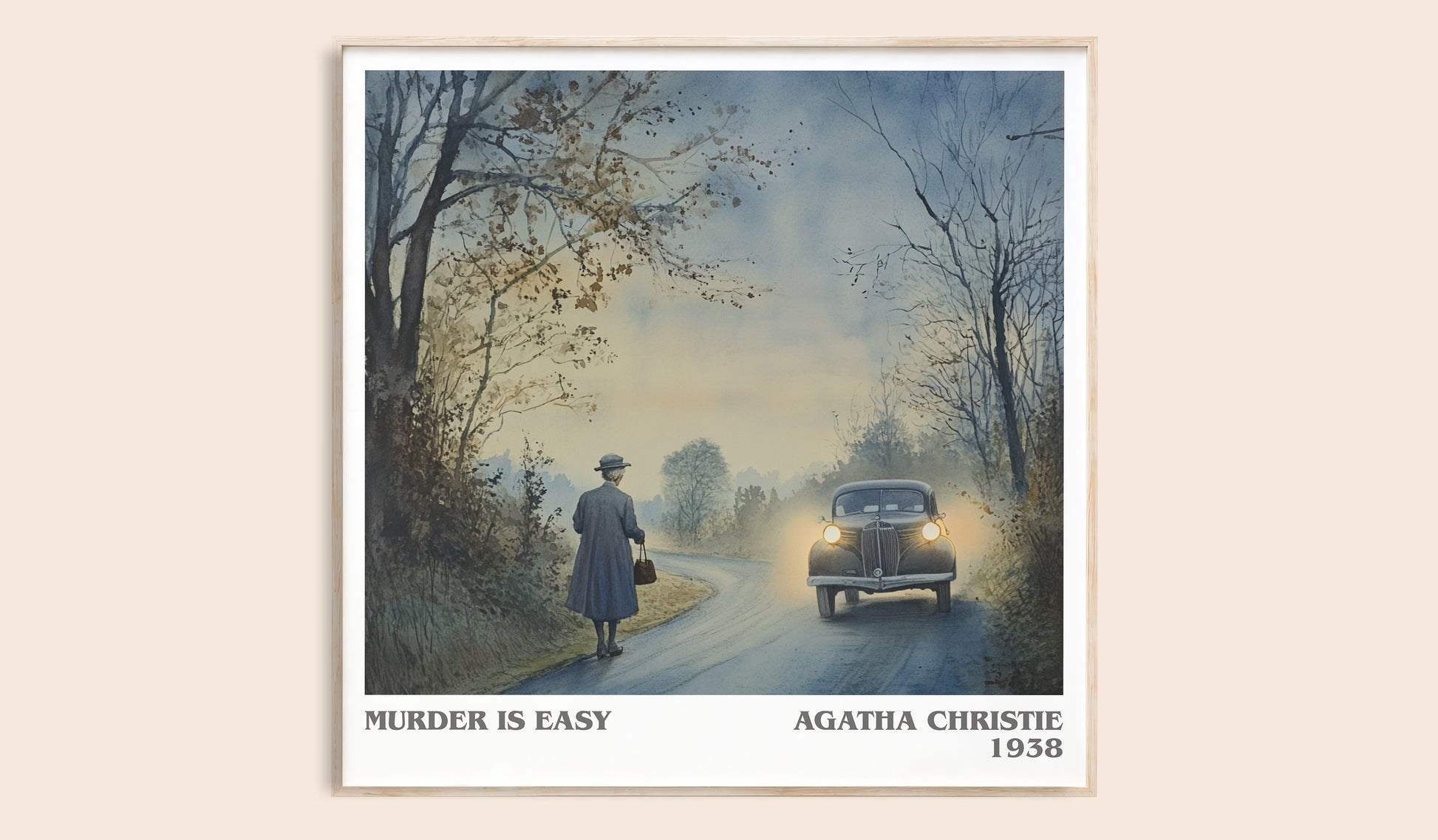 Murder Is Easy literary book poster by Agatha Christie – framed literary art print