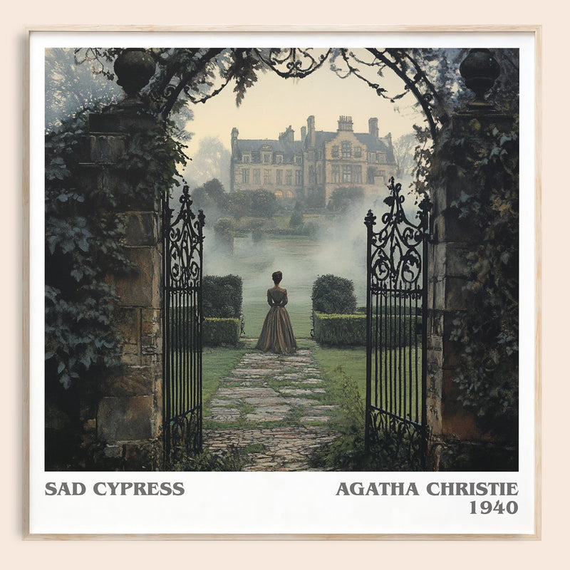 Sad Cypress literary book poster by Agatha Christie – framed literary art print