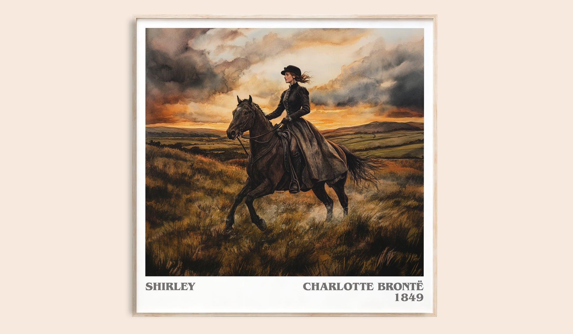 Shirley literary book poster by Charlotte Brontë – framed literary art print