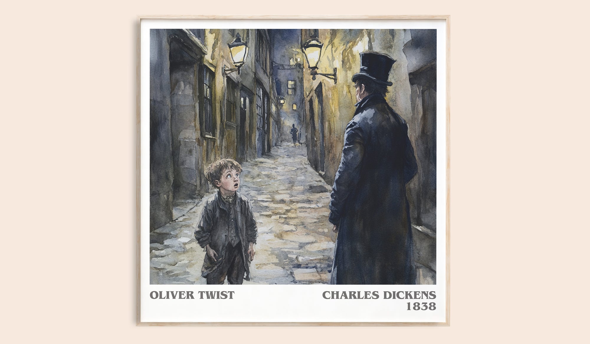 Oliver Twist literary book poster by Charles Dickens – framed literary art print