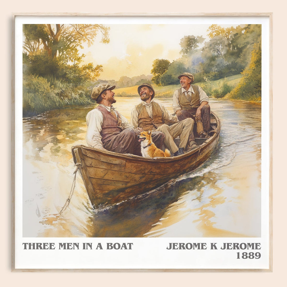 Three Men in a Boat literary book poster by Jerome K. Jerome – framed literary art print