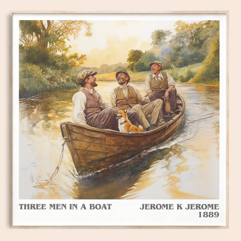 Three Men in a Boat literary book poster by Jerome K. Jerome – framed literary art print