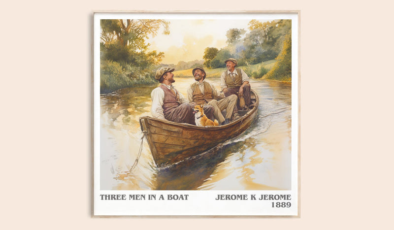 Three Men in a Boat Literary Art Print by Jerome K. Jerome (Square style)