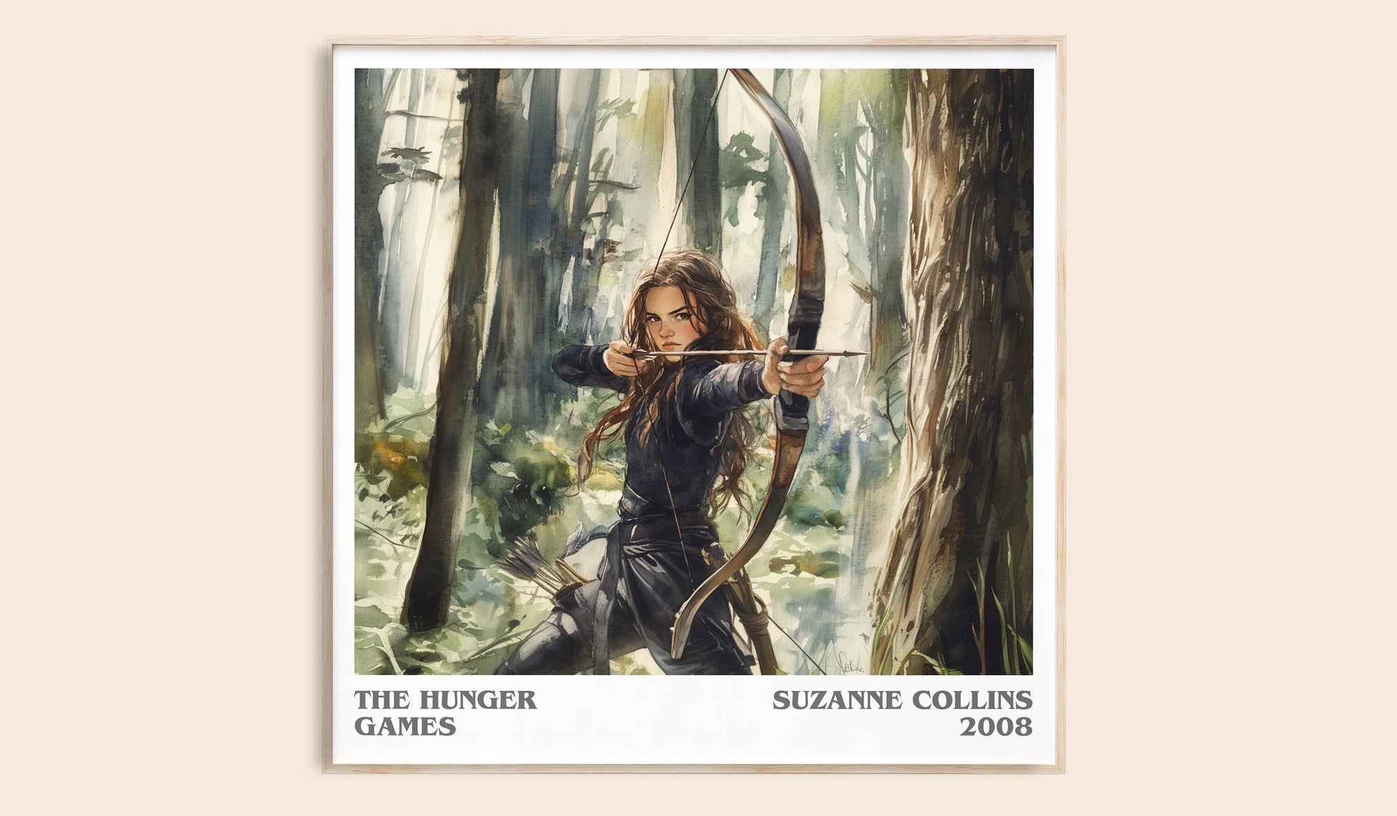 Hunger Games literary book poster by Suzanne Collins – framed literary art print
