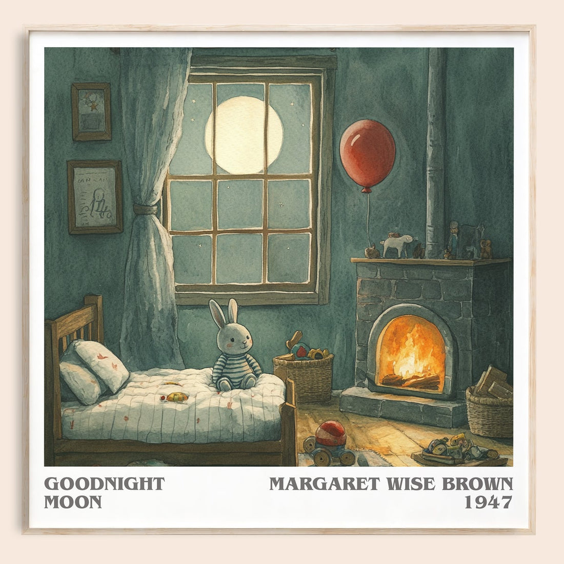 Good Night Moon literary book poster by Margaret Wise Brown – framed literary art print