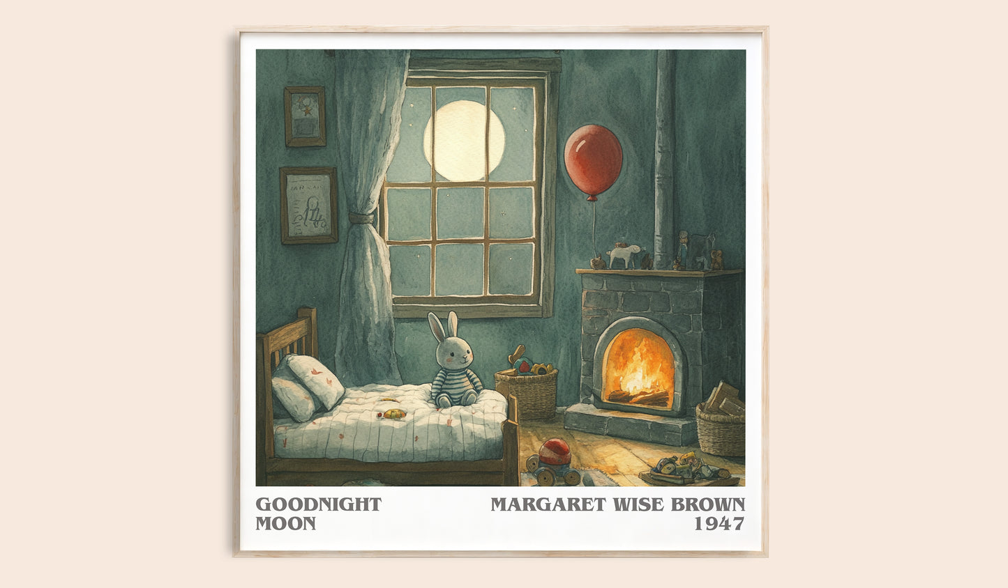 Good Night Moon literary book poster by Margaret Wise Brown – framed literary art print